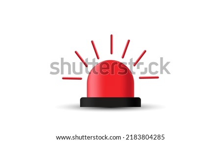 unique 3d red emergency siren icon style warning isolated on background.Trendy and modern vector in 3d style.