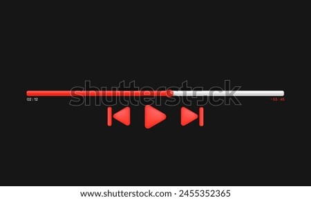 3d icon realistic concept music video play bar audio vector design.vector icon 3d illustration