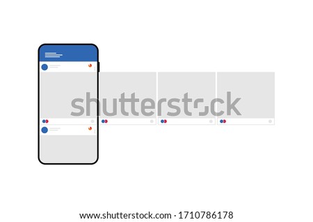 Smartphone with interface carousel post on social network. Vector illustration. 