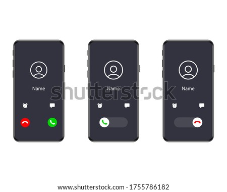 	
Mobile call screen template. Call screensmartphone interface mockup. Vector illustration.