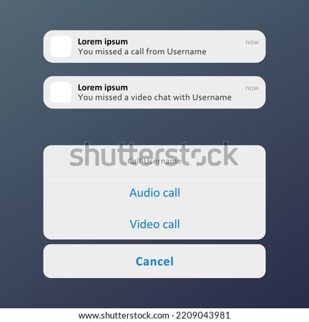 Notification icons for mobile app. Vector illustration.