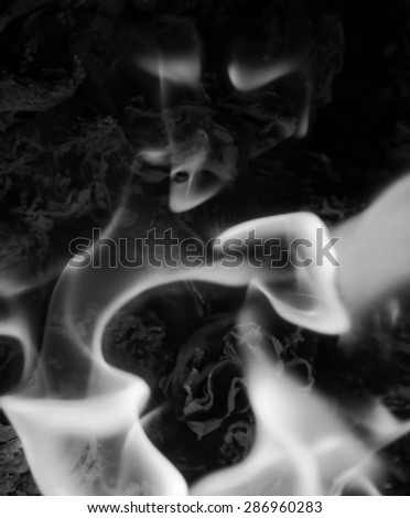 black-and-white flame fire on a black background