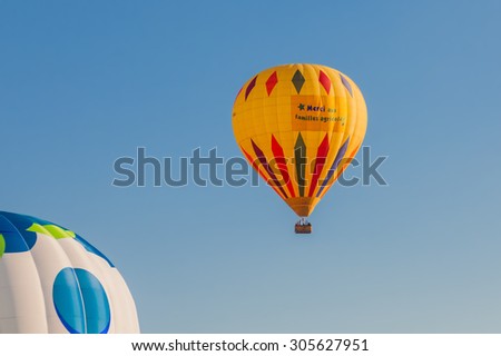 SAINT-JEAN-SUR-RICHELIEU, QUEBEC, CANADA - AUGUST 9, 2015: BALAD\'AIR II hot air balloon by Marc BÃ©gin on Montgolfieres - Hot Air Balloons Festival in Saint-Jean-Sur-Richelieu, Canada on August 8, 2015