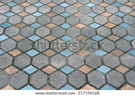 Brick pavement tile, close up brick footpath pavement , pattern