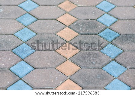 Brick pavement tile, close up brick footpath pavement , pattern