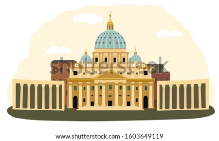 The Vatican, Rome, Italy. Travel vector illustration. Landmark. 