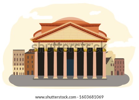 The Pantheon, Rome, Italy. Isolated vector illustraton. Travel landmark.