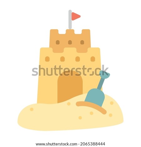 Sand castle flat icon. Cartoon illustration. Vector sign for mobile app and web sites.
