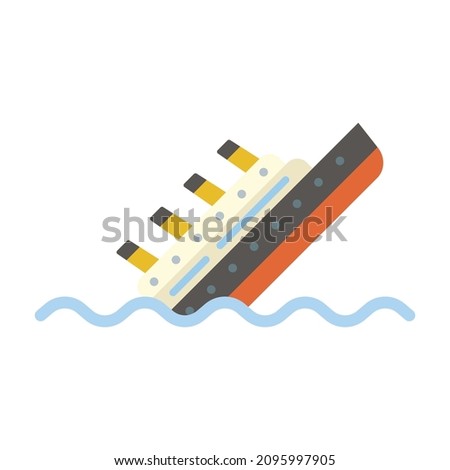 Titanic ship flat icon. Clipart cartoon illustration. Vector sign for mobile app and web sites. 