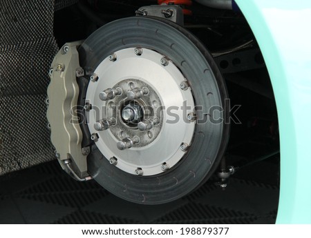 The Disc and Calliper of a Racing Sports Car.