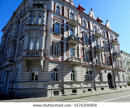 built in an eclectic style at the beginning of the twentieth century by a local buyer tenement house on Krakowska street in the city of Bialystok in the Podlasie region in Poland Zdjęcia stock © 