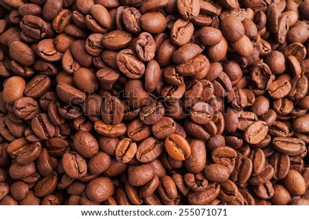 Coffee Beans, Pile of Many fresh roasted beans