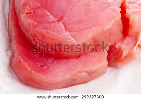 Tuna fish, fresh steaks ready for cooking an meal