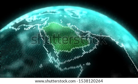 Saudi Arabia Map Hologram Effect, KSA Digital global map, Riyadh
