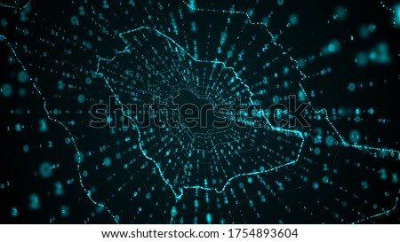 Digital Saudi Arabia map, Technology Tunnel, Digital lines