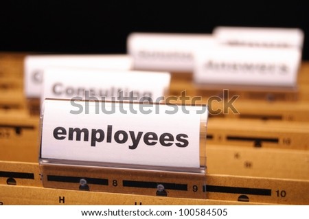 employess word on business office folder shopwing job hiring or work concept