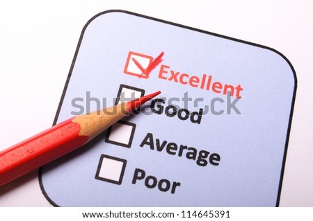 poll or polling concept with checkbox and red pencil showing marketing