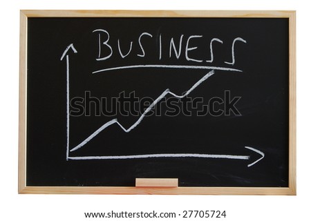 blackboard with positive business chart showing success