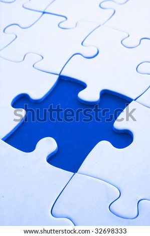 puzzle with missing piece showing concept for problem and solution