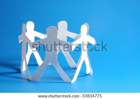concept for friendship friends team teamwork love and help with paper man