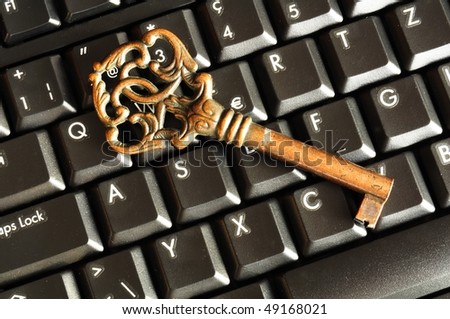 internet security concept with padlock on black keyboard