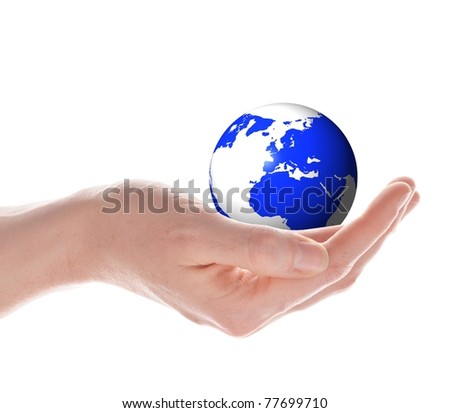 world or globe in your hands isolated on white background