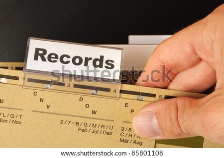 records word on business folder index showing office concept