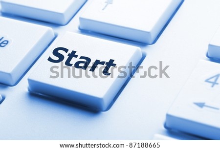 start button or key on keyboard showing go or power concept