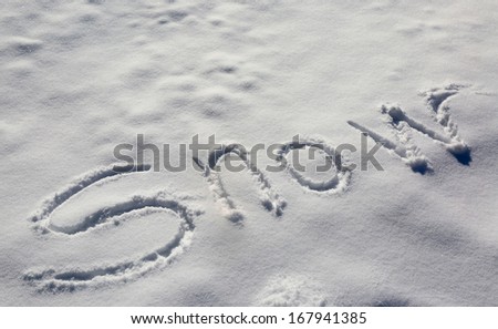 The word snow written in the snow