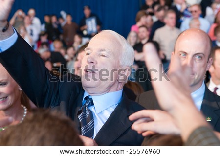 COLORADO SPRINGS - SEPTEMBER 6, 2008: John McCain greets the crowd after speaking at a rally in Colorado on Sept. 6, 2008.