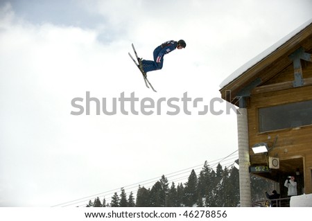 PARK CITY - FEBRUARY 6: USA Olympic Freestyle Skiing Team trains for the upcoming games in Vancouver, February 6, 2010 in Park City, Utah.