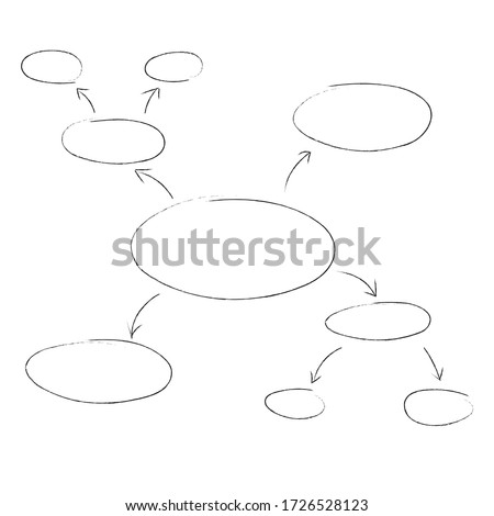 Graphic diagram, organizational chart. Hand drawn of mind map or flow chart with space for your text. Isolated on white background .Stock vector illustration