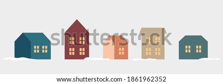 Family houses set. Suburban and country buildings, apartments and cottages for life in village or town. Can be used for real estate property, architecture Сток-фото © 