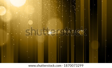 Award nomination ceremony luxury background with golden glitter sparkles, lines and bokeh. Vector presentation shiny poster. Film or music festival poster design template. 