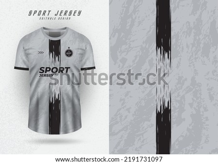 Background mockup for sports jersey, jersey, running shirt, gray with black center stripe pattern.