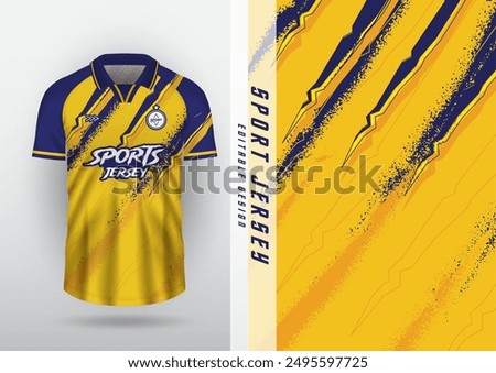 Jersey, outdoor sports design, jersey, football, futsal, running, exercise, grain pattern, classic style, yellow and blue.