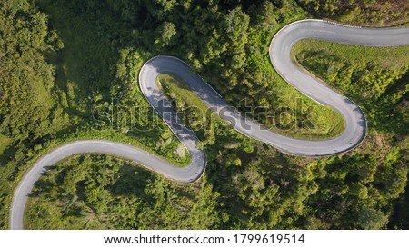 Similar – Foto Bild Nebel über asphaltierter Bergstraße