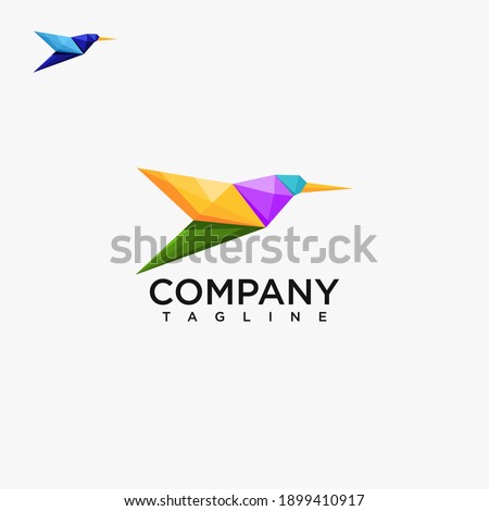 Bird logo with origami style design vector
