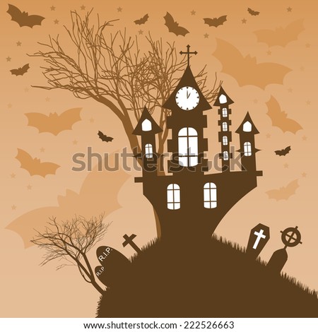 Holiday illustration on theme of Halloween. Wishes for Happy Halloween. Trick or treat