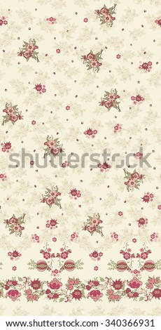 Seamless Paisley and flower background. Elegant Hand Drawn vector pattern and border