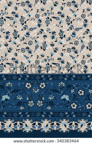 Seamless Paisley and flower background. Elegant Hand Drawn vector pattern and border.