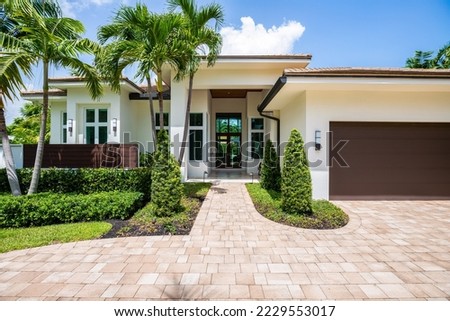 Similar – Image, Stock Photo entrance to the terraced house and broom ready to hand