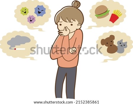 Illustration of a woman who is worried about unpleasant odors