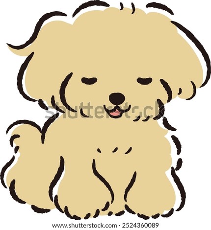 Hand-drawn, relaxed and cute dog. Rough and stylish impression. Vector illustration.