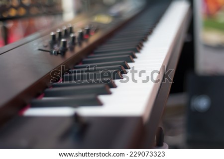 Selective focus on piano keys