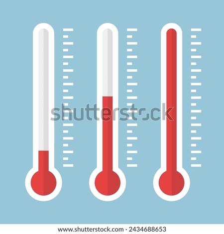illustration of red thermometers with different levels, flat style