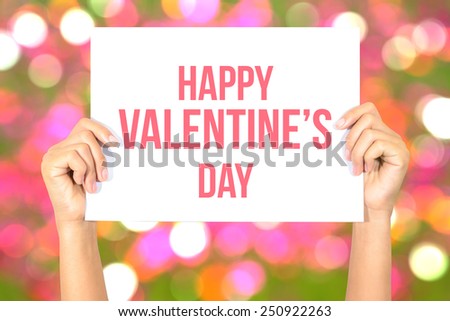 Happy valentine\'s day card with sweet bokeh color background, Happy Valentine\'s Day concept.