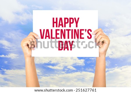 Happy valentine\'s day card with sky background, Happy Valentine\'s Day concept.
