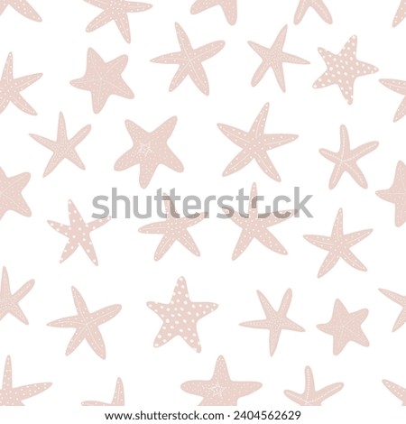 Starfish seamless pattern. Black silhouette. Atlantic star. Marine Animal Vector print.