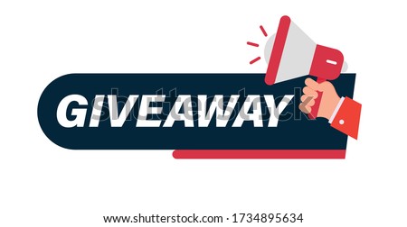Giveaway ,Giveaway winners poster template for social media posting or website.Vector, Red Giveaway Seal, Mark, Label Design Template